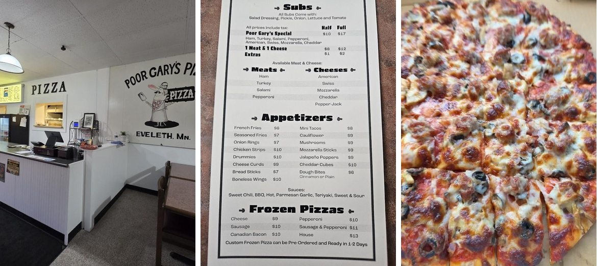 Poor Gary's Pizza Of Eveleth Menu